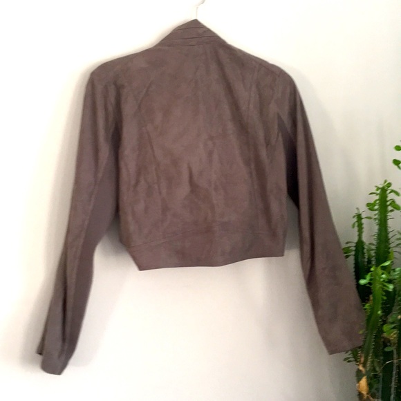 Drape front faux suede jacket blazer - Picture 2 of 4